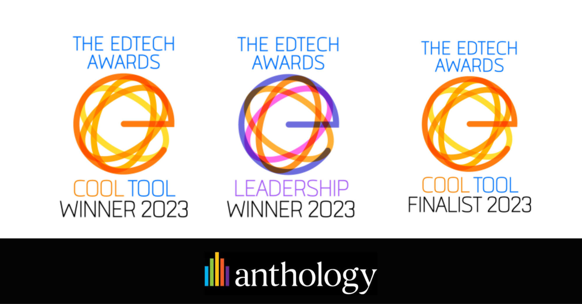 White background with EdTech Awards Cool Tool Winner; Leadership Winner and Cool Tool finalist logos